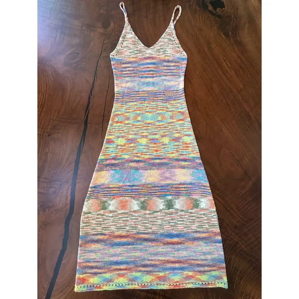 Fate Pastel Rainbow Space Dye Knit Maxi Dress S - Picture 3 of 5